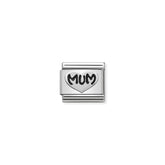 Nomination COMPOSABLE CLASSIC OXIDIERTE SYMBOLE aus Edelstahl, mit 925er Silber verziert, (12_Herz MUM)